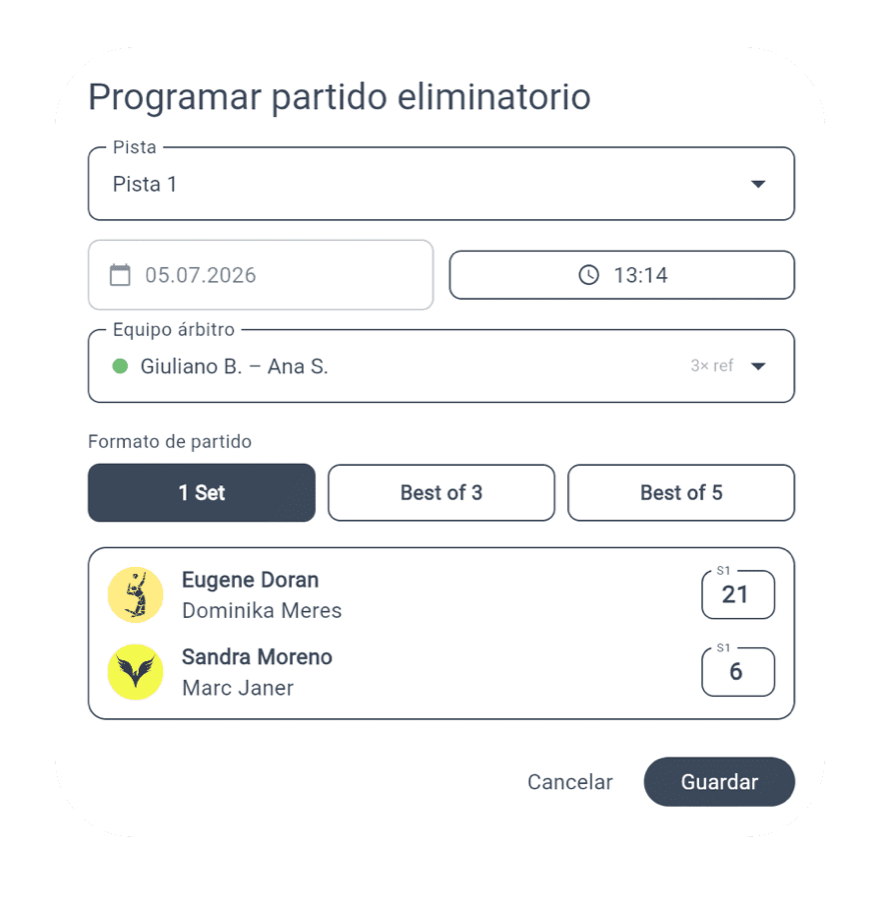 Programar partido eliminatorio